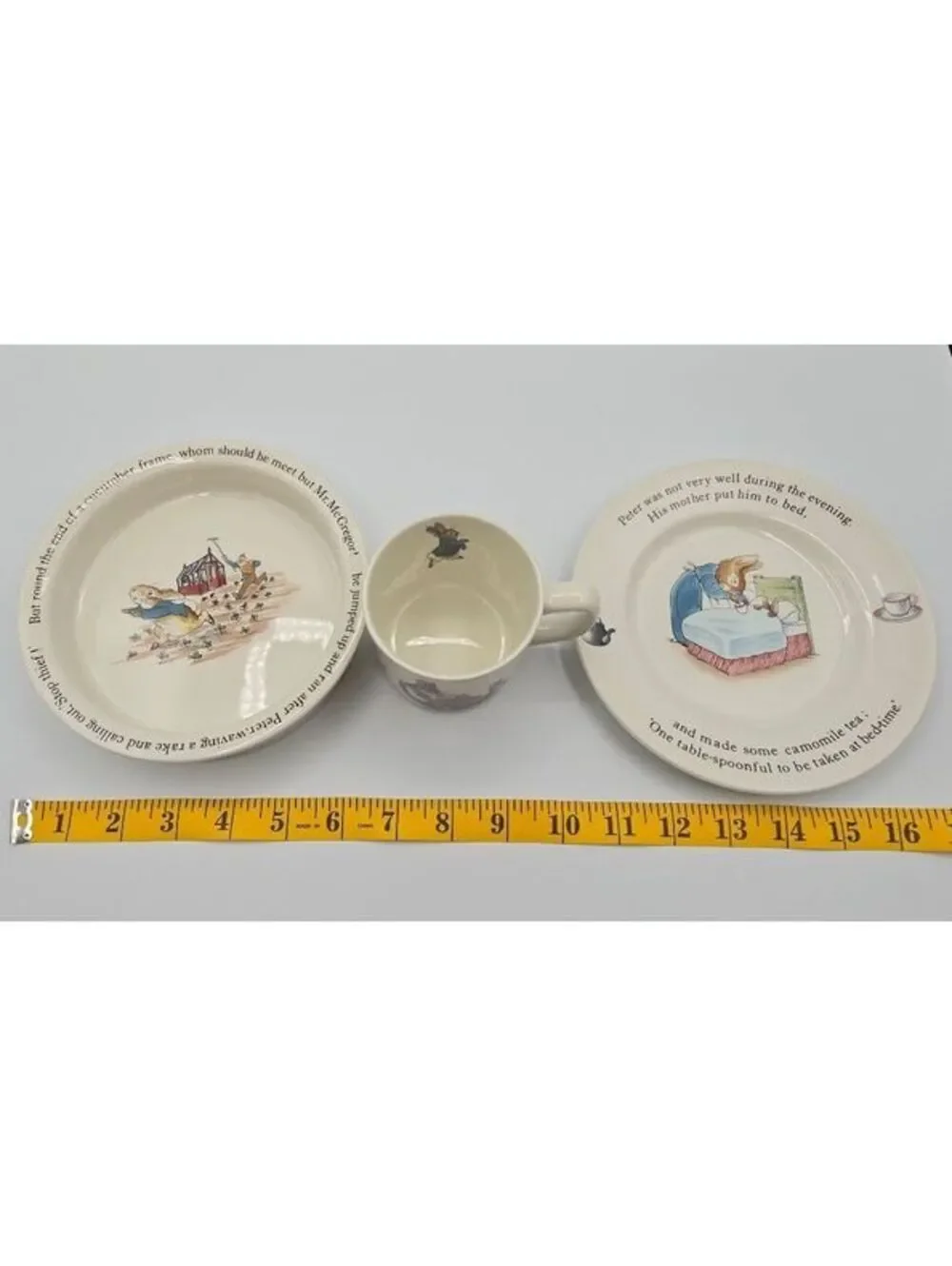 Vintage Wedgwood Beatrix Potter Peter Rabbit 3 Pc Child's Dinnerware Set